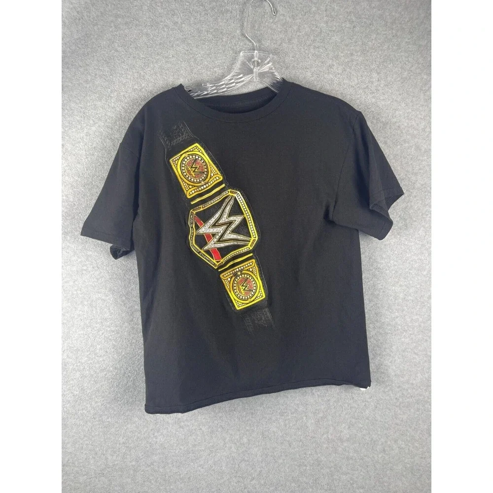 WWE Wrestling Championship‎ Belt T Shirt Boys XL Black Retro WWF